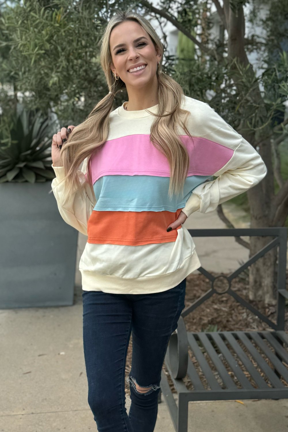 Leilani Patchwork Sweatshirt - Threaded Pear