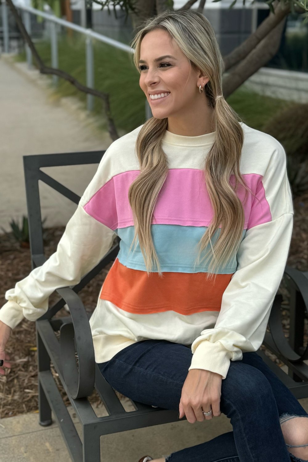 Leilani Patchwork Sweatshirt - Threaded Pear